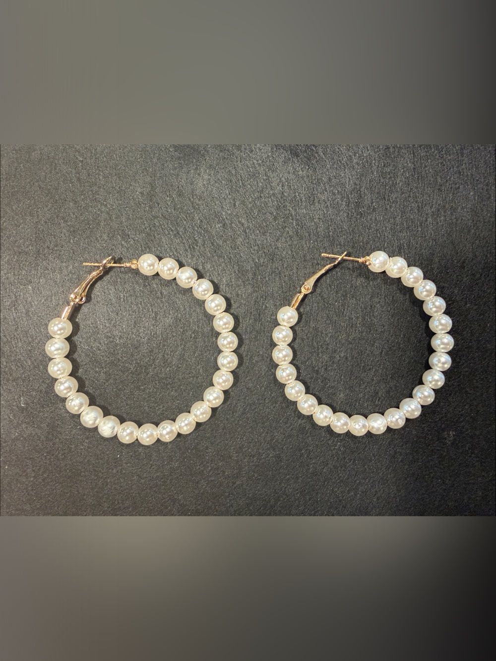 Pearl Bead Hoop Earrings - White Pearls with Gold Hoops